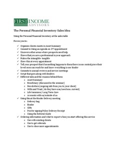 thumbnail of Sales Idea Using The Personal Financial Inventory Banner